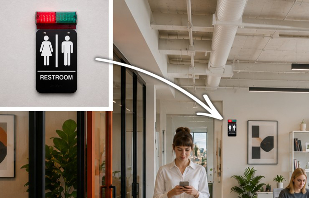 Innovative restroom indicator light boosts workplace efficiency and convenience